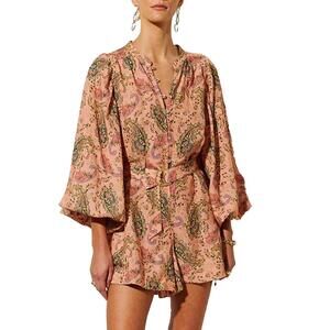 NEW KIVARI isha playsuit romper with belt in rose pink